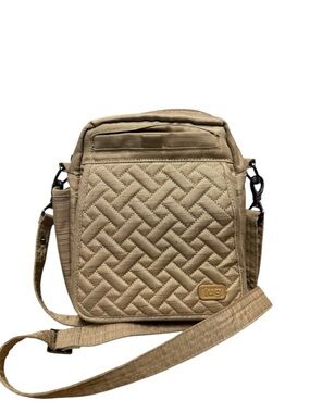 Lug Flappers Quilted Tan Crossbody Bag with Adjustable Strap